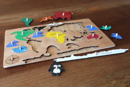 Puzzle Monde pour - Jeu de Formes des Continents en Bois | Puzzle Monde Coloré - pour Garçons