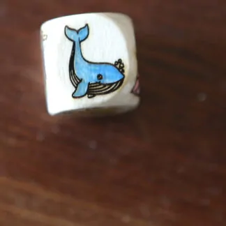 1 Dé à Histoire animaux 2 (abeille, hibou, éléphant, baleine, lapin, souris)