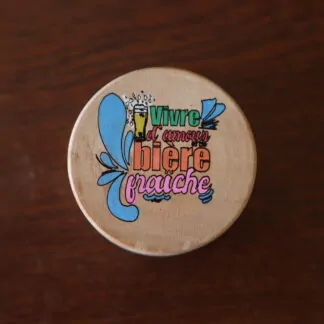 Décapsuleur gravé "vivre d'amour et de bière fraîche"