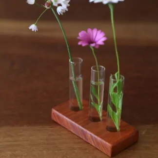 Soliflore en Padouk 3 fleurs 13cm