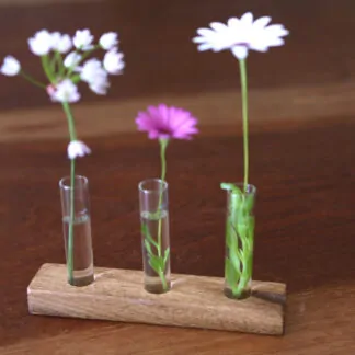 Soliflore en Bois naturel 3 fleurs 19,2cm