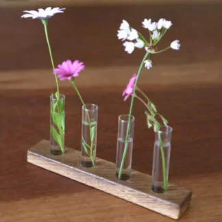 Soliflore en Bois naturel 4 fleurs 23,8cm