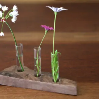 Soliflore en Bois naturel 3 fleurs 23,5cm
