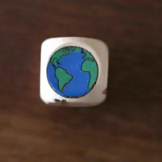 1 Dé à Histoire nature (yin yang, plante, planète, goutte, feu, vent)