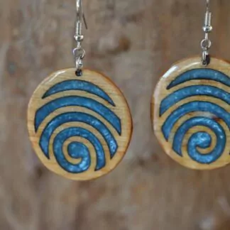 Boucle d'oreille résine Océan grand modèle bleu