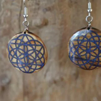 Boucle d'oreille résine Graine de vie petit modèle bleu foncé