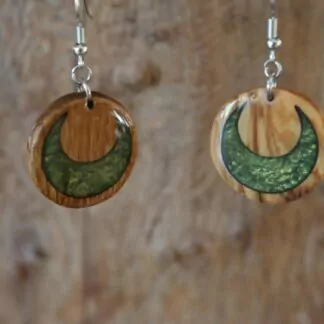 Boucle d'oreille résine Lune Verte
