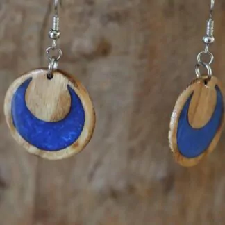 Boucle d'oreille résine Lune Bleu foncé