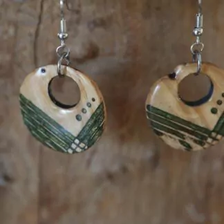 Boucle d'oreille résine Géométrie verte