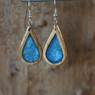 Boucle d'oreille résine Goutte d'eau Bleue