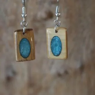 Boucle d'oreille résine Rectangle-ovale vert