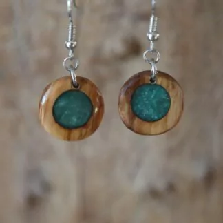 Boucle d'oreille résine Rond-Rond vert