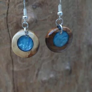 Boucle d'oreille résine Rond-Rond bleu