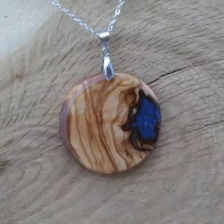 Pendentif Résine Bleue + Olivier