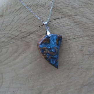 Pendentif Résine Bleue océan + Olivier en pointe