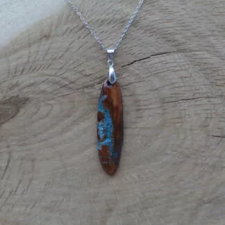 Pendentif Résine Bleu océan + Bois naturel "Riviera"