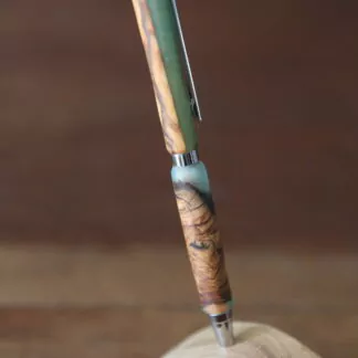 Stylos en Olivier + résine époxy couleur vert d'eau